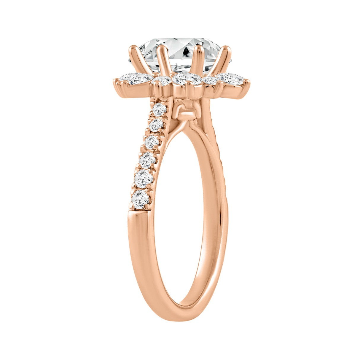 14K ROSE GOLD 3.00CT ROUND DIAMOND LADIES RING (CENTER STONE ROUND DIAMOND 2CT)