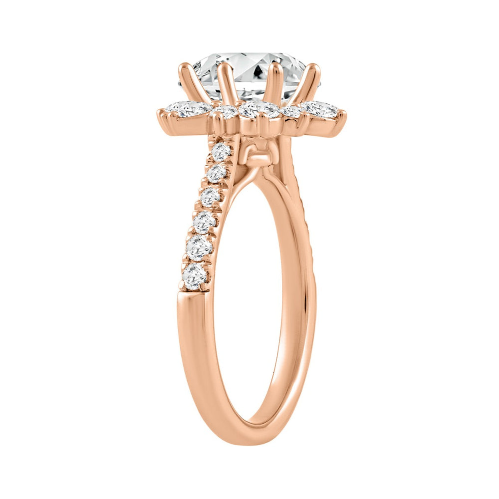 14K ROSE GOLD 3.00CT ROUND DIAMOND LADIES RING (CENTER STONE ROUND DIAMOND 2CT)