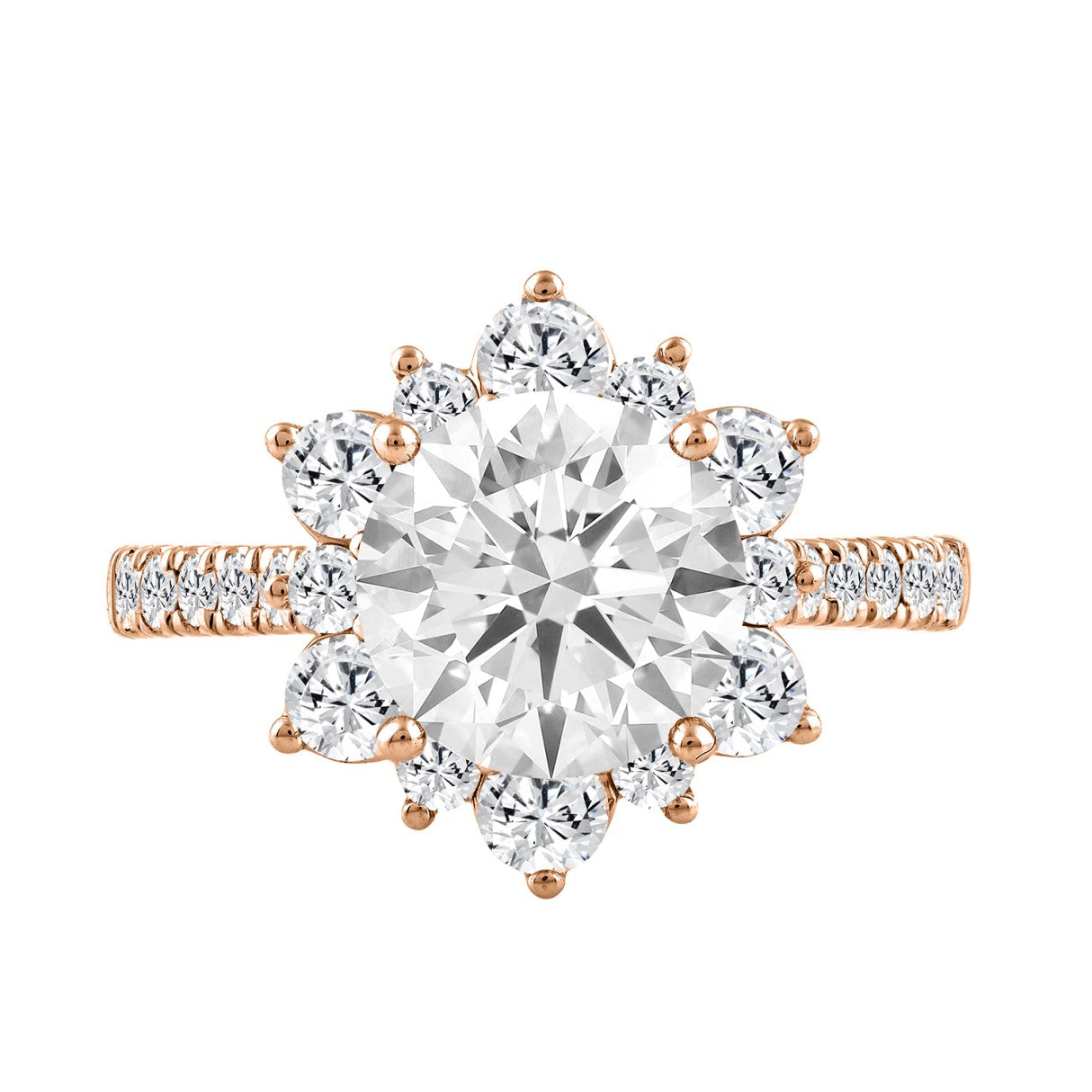 14K ROSE GOLD 3.00CT ROUND DIAMOND LADIES RING (CENTER STONE ROUND DIAMOND 2CT)