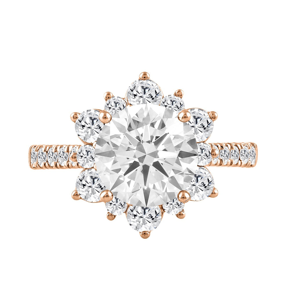 14K ROSE GOLD 3.00CT ROUND DIAMOND LADIES RING (CENTER STONE ROUND DIAMOND 2CT)