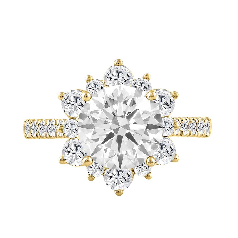 14K YELLOW GOLD 3.00CT ROUND DIAMOND LADIES RING (CENTER STONE ROUND DIAMOND 2CT)