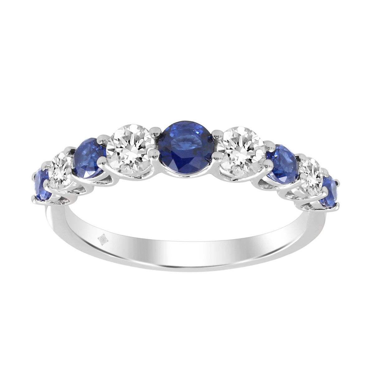 LADIES BAND 1/2CT ROUND/BLUE SAPHIRE DIAMOND 14K WHITE GOLD (CENTER STONE BLUE SAPPHIRE ROUND DIAMOND 7/8CT)