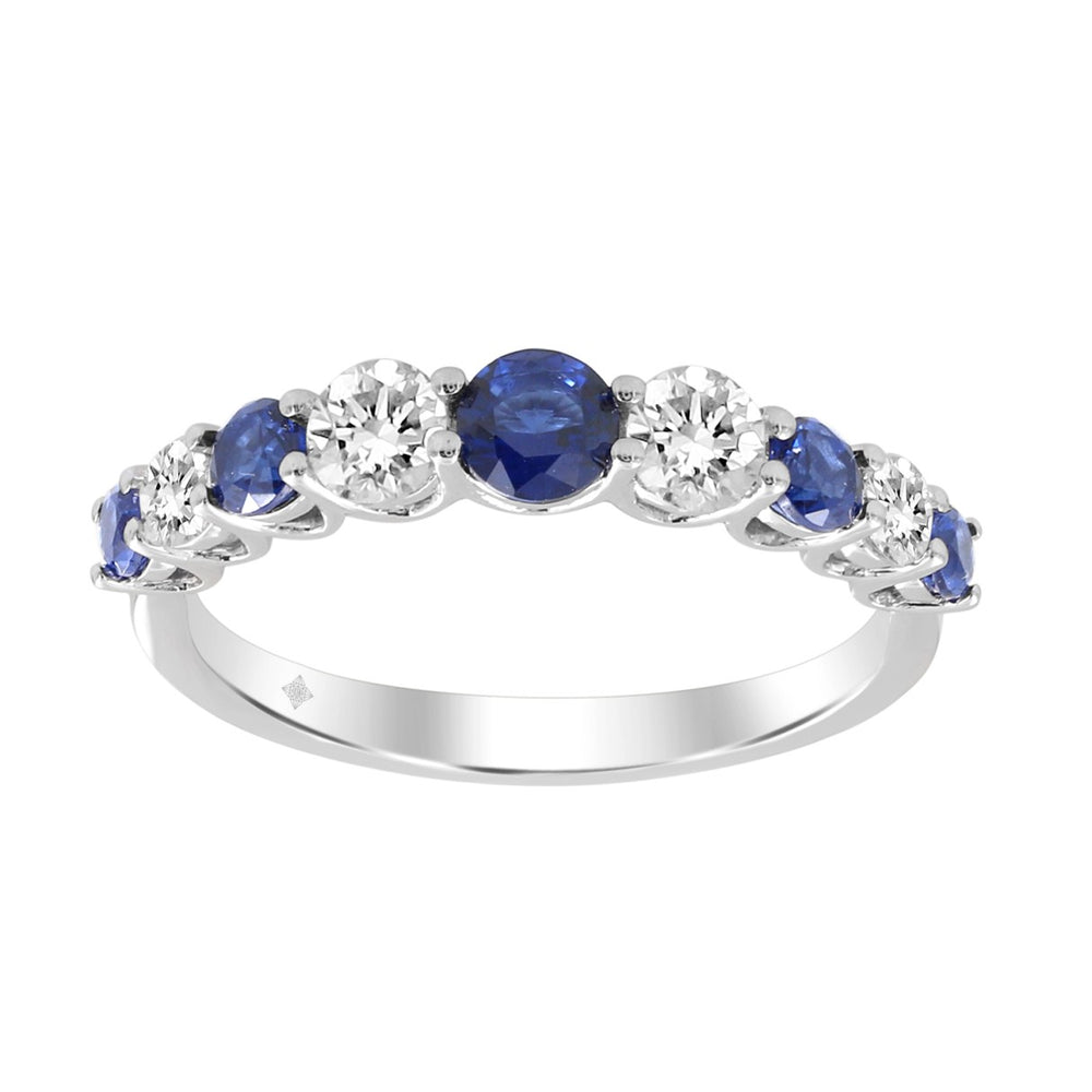 LADIES BAND 1/2CT ROUND/BLUE SAPHIRE DIAMOND 14K WHITE GOLD (CENTER STONE BLUE SAPPHIRE ROUND DIAMOND 7/8CT)