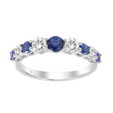 LADIES BAND 1/2CT ROUND/BLUE SAPHIRE DIAMOND 14K WHITE GOLD (CENTER STONE BLUE SAPPHIRE ROUND DIAMOND 7/8CT)