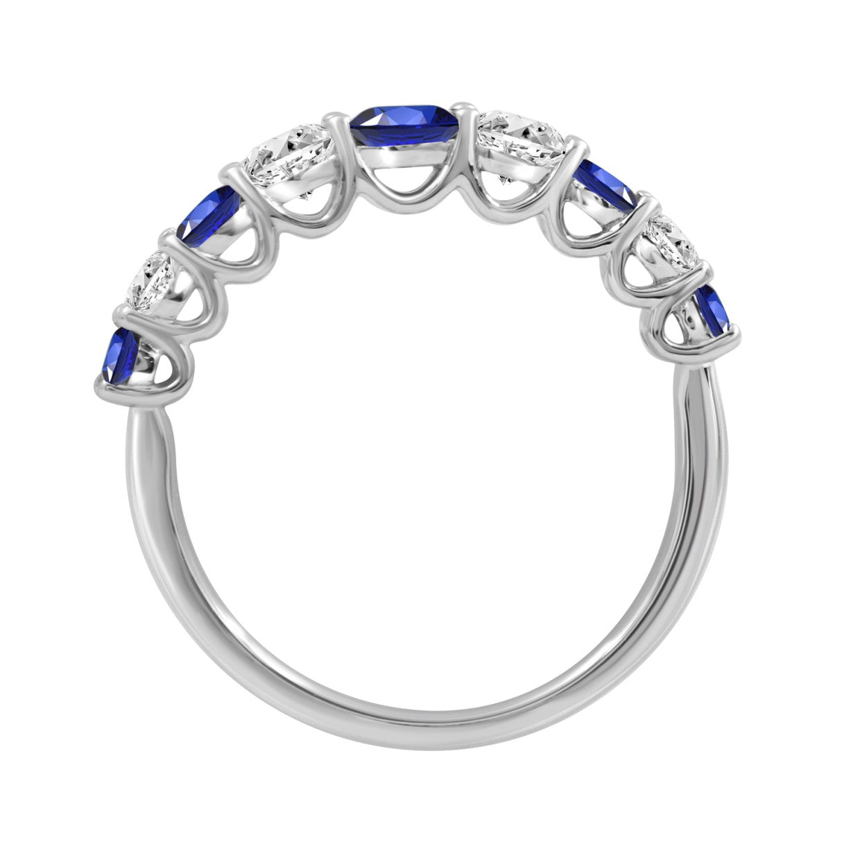 LADIES BAND 1/2CT ROUND/BLUE SAPHIRE DIAMOND 14K WHITE GOLD (CENTER STONE BLUE SAPPHIRE ROUND DIAMOND 7/8CT)