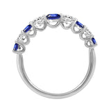 LADIES BAND 1/2CT ROUND/BLUE SAPHIRE DIAMOND 14K WHITE GOLD (CENTER STONE BLUE SAPPHIRE ROUND DIAMOND 7/8CT)