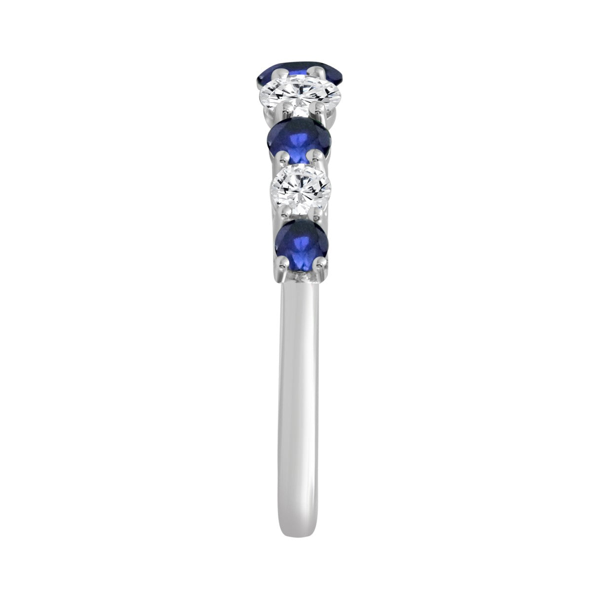 LADIES BAND 1/2CT ROUND/BLUE SAPHIRE DIAMOND 14K WHITE GOLD (CENTER STONE BLUE SAPPHIRE ROUND DIAMOND 7/8CT)