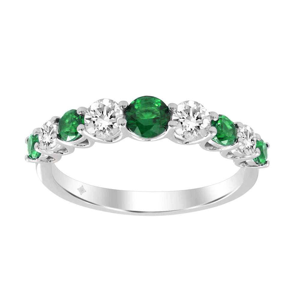 LADIES BAND 1/2CT ROUND/EMERALD DIAMOND 14K WHITE GOLD (CENTER STONE EMERALD DIAMOND 7/8CT )