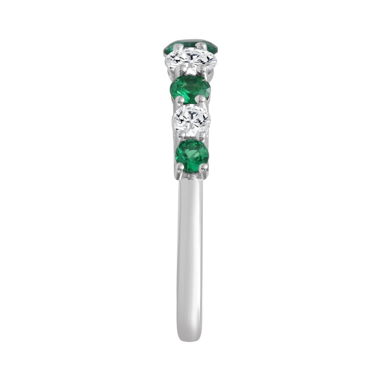 LADIES BAND 1/2CT ROUND/EMERALD DIAMOND 14K WHITE GOLD (CENTER STONE EMERALD DIAMOND 7/8CT )