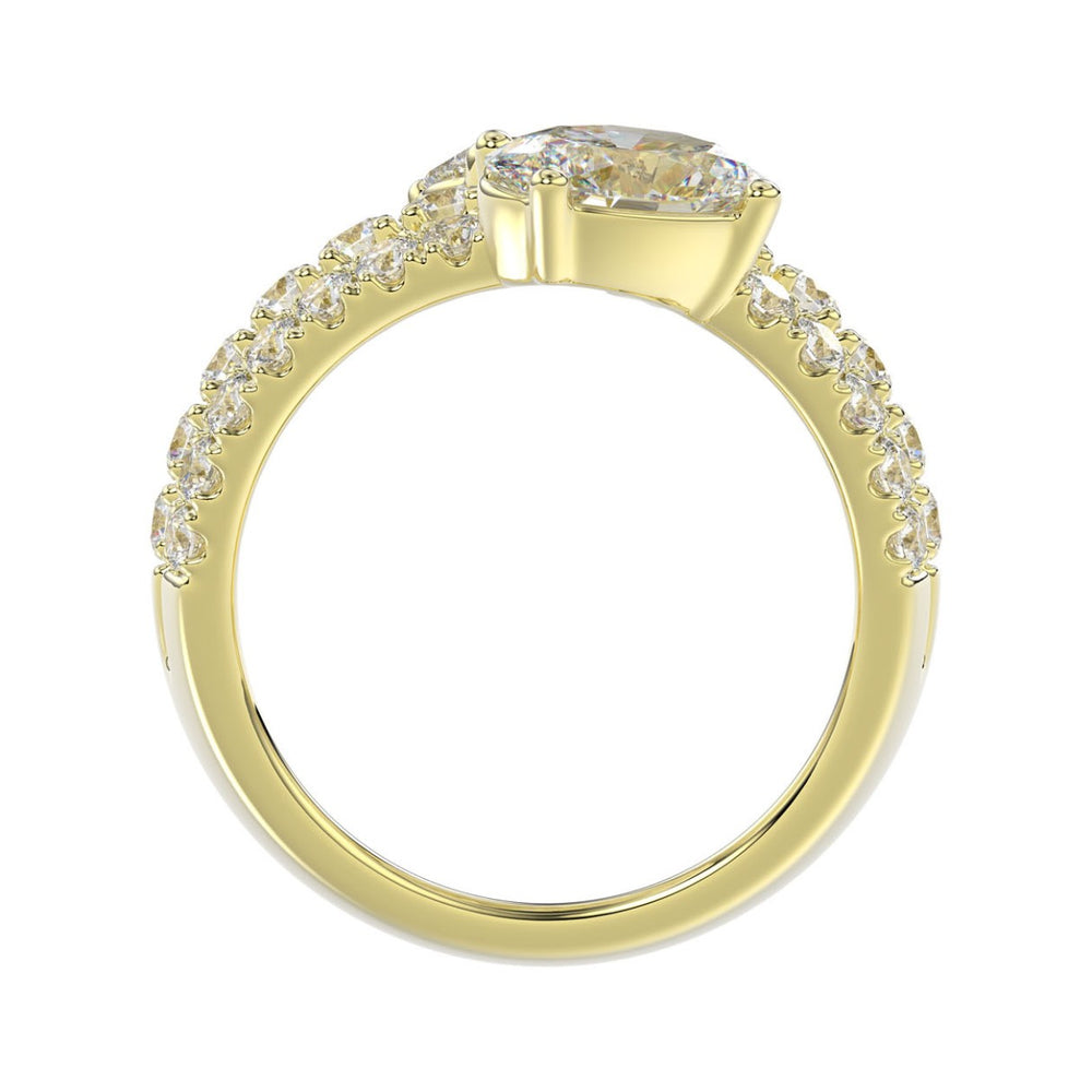 LADIES RING 3.00CT ROUND/PEAR/OVAL DIAMOND 14K YELLOW GOLD 