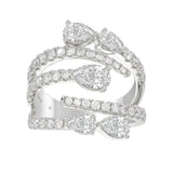 LADIES RING 2 1/2CT ROUND/PEAR DIAMOND 14K WHITE GOLD 