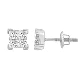 10K WHITE GOLD 2.00CT PRINCESS DIAMOND LADIES EARRINGS