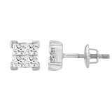 LADIES EARRINGS 1.00CT PRINCESS DIAMOND 10K WHITE GOLD 
