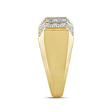 MEN'S RING ROUND DIAMOND 10K YELLOW GOLD 