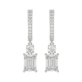 LADIES EARRINGS 2 1/2CT ROUND/EMERALD DIAMOND 14K WHITE GOLD