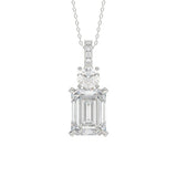 LADIES PENDANT 1 3/4CT ROUND/EMERALD DIAMOND 14K WHITE GOLD (CENTER STONE EMERALD DIAMOND 1 1/2CT)