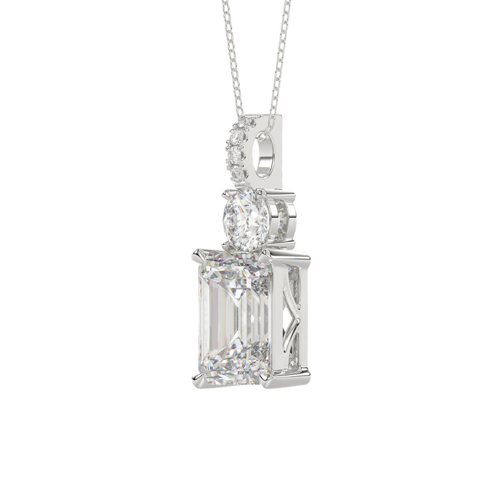 LADIES PENDANT 1 3/4CT ROUND/EMERALD DIAMOND 14K WHITE GOLD (CENTER STONE EMERALD DIAMOND 1 1/2CT)
