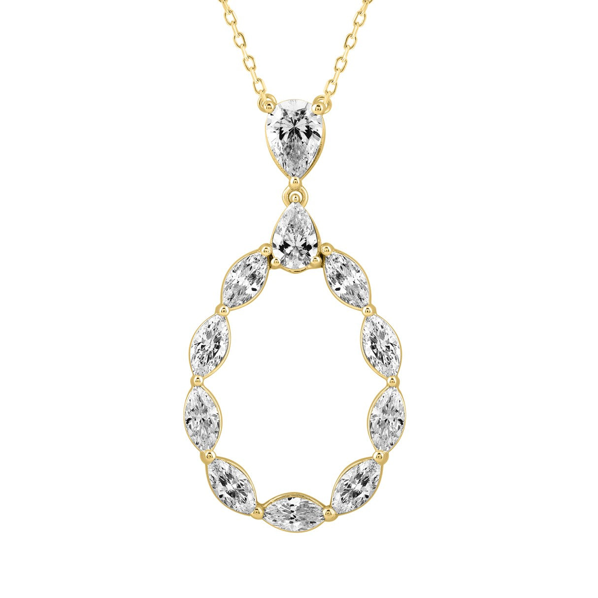 LADIES PENDANT WITH CHAIN  2 1/2CT MARQUISE/PEAR DIAMOND 14K YELLOW GOLD