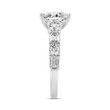 LADIES RING 3 1/2CT ROUND/EMERALD/OVAL DIAMOND 14K WHITE GOLD (CENTER STONE OVAL DIAMOND 2.00CT)