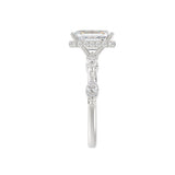 LADIES RING 3.50CT ROUND/MARQUISE/EMERALD DIAMOND 14K WHITE GOLD (CENTER STONE EMERALD DIAMOND 3.00CT)
