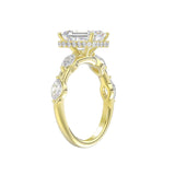 LADIES RING 3.50CT ROUND/MARQUISE/EMERALD DIAMOND 14K YELLOW GOLD (CENTER STONE EMERALD DIAMOND 3.00CT)