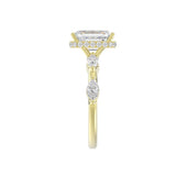 LADIES RING 3.50CT ROUND/MARQUISE/EMERALD DIAMOND 14K YELLOW GOLD (CENTER STONE EMERALD DIAMOND 3.00CT)