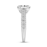 LADIES RING 2 1/2CT ROUND/BAGUETTE/OVAL DIAMOND 14K WHITE GOLD (CENTER STONE OVAL DIAMOND 2.00CT)