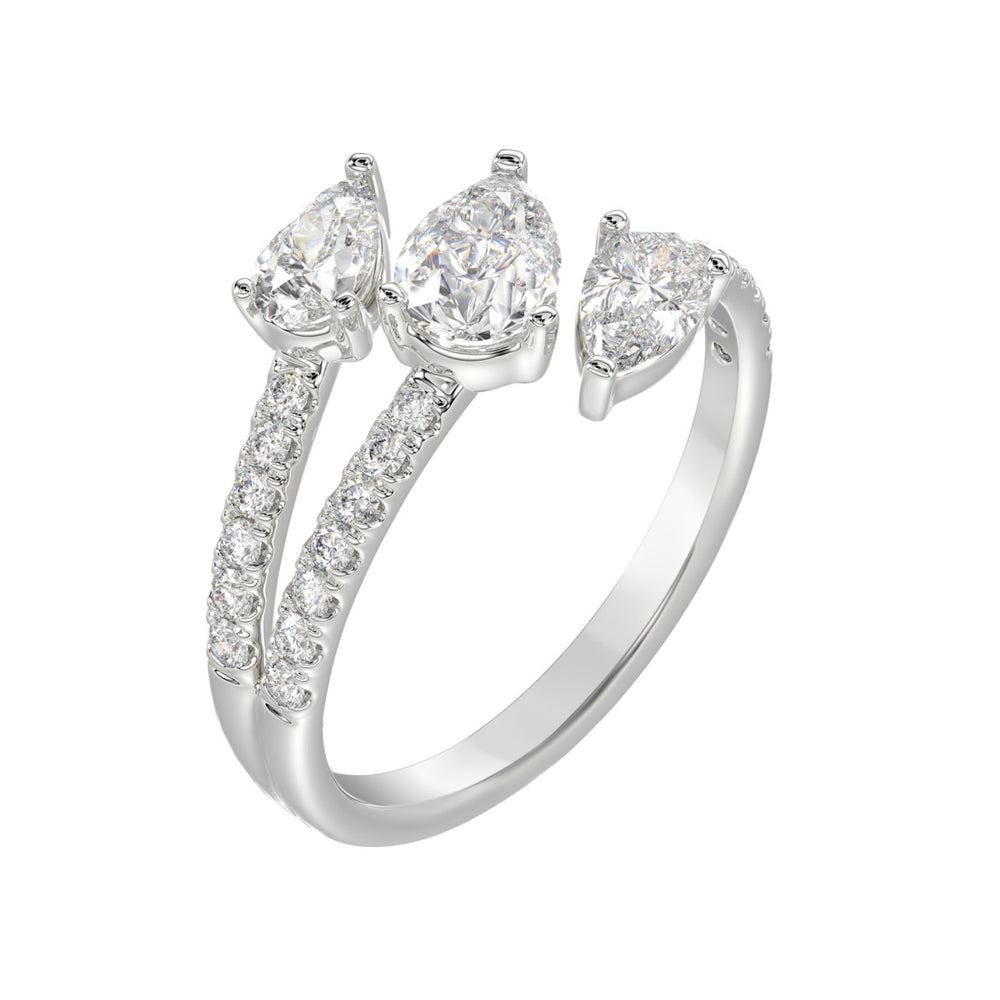 LADIES RING 1 1/4CT ROUND/PEAR DIAMOND 18K WHITE GOLD 