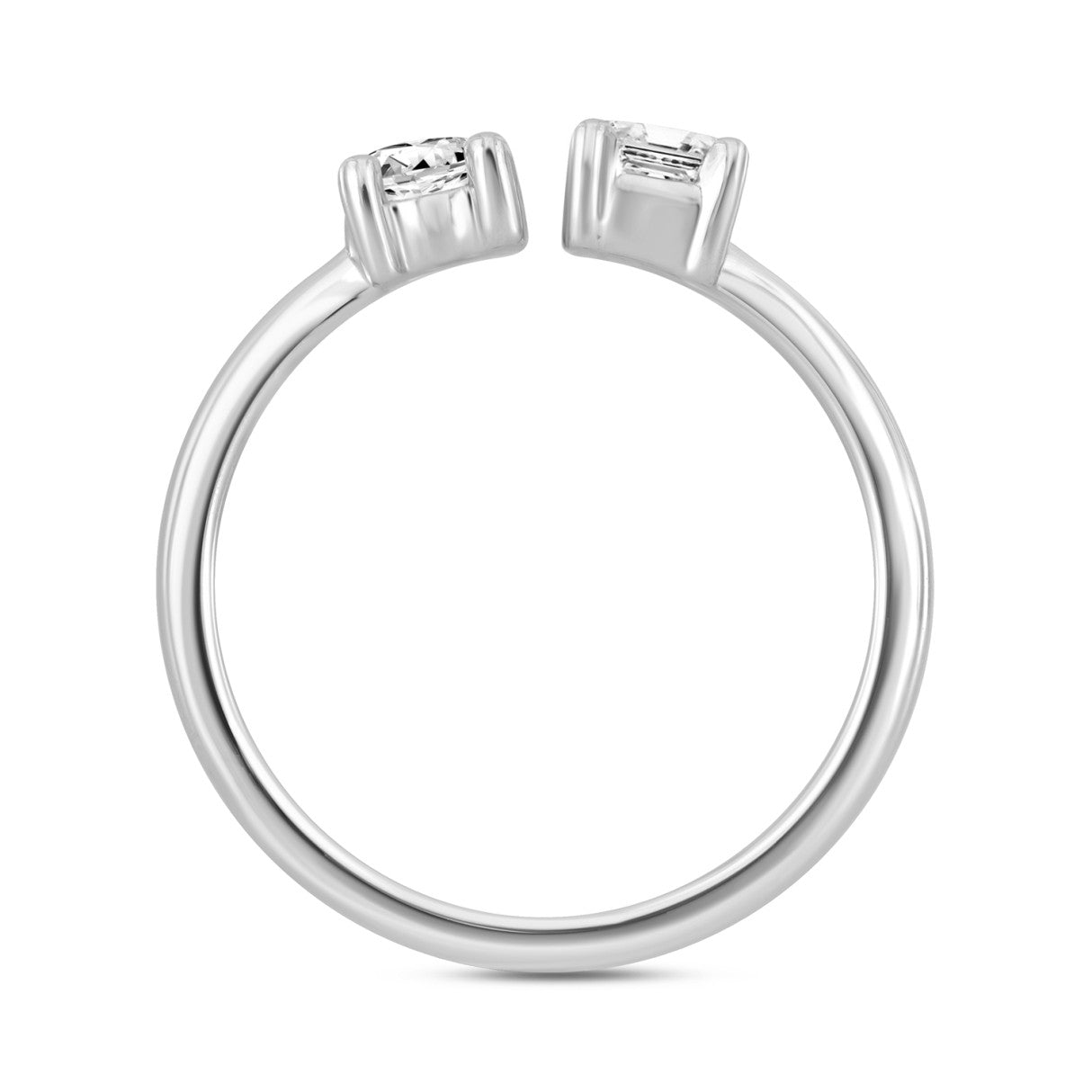 LADIES RING 1.00CT EMERALD/PEAR DIAMOND 18K WHITE GOLD 