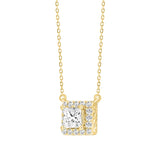LADIES NECKLACE 1/2CT ROUND/PRINCESS DIAMOND 18K YELLOW GOLD (CENTER STONE PRINCESS DIAMOND 1/3CT)