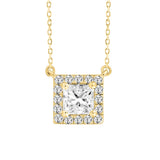 LADIES NECKLACE 1/2CT ROUND/PRINCESS DIAMOND 18K YELLOW GOLD (CENTER STONE PRINCESS DIAMOND 1/3CT)