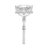 LADIES RING 8 3/4CT ROUND/EMERALD/MARQUISE DIAMOND 14K WHITE GOLD (CENTER STONE EMERALD DIAMOND 8.00CT)