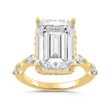 LADIES RING 8 3/4CT ROUND/EMERALD/MARQUISE DIAMOND 14K YELLOW GOLD (CENTER STONE EMERALD DIAMOND 8.00CT)