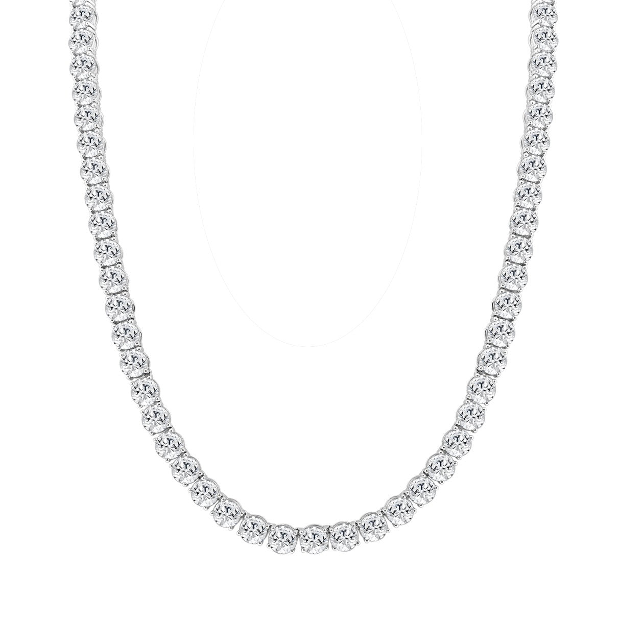 LADIES TENNIS NECKLACE 85.00CT ROUND DIAMOND 14K WHITE GOLD 