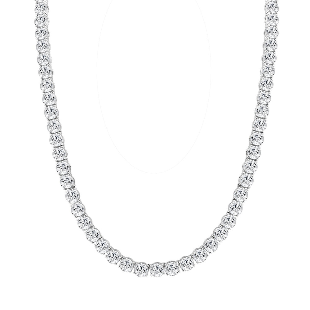 LADIES TENNIS NECKLACE 85.00CT ROUND DIAMOND 14K WHITE GOLD 