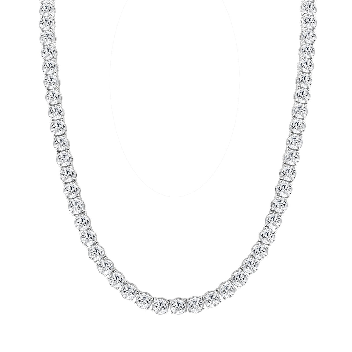 LADIES TENNIS NECKLACE 85.00CT ROUND DIAMOND 14K WHITE GOLD 