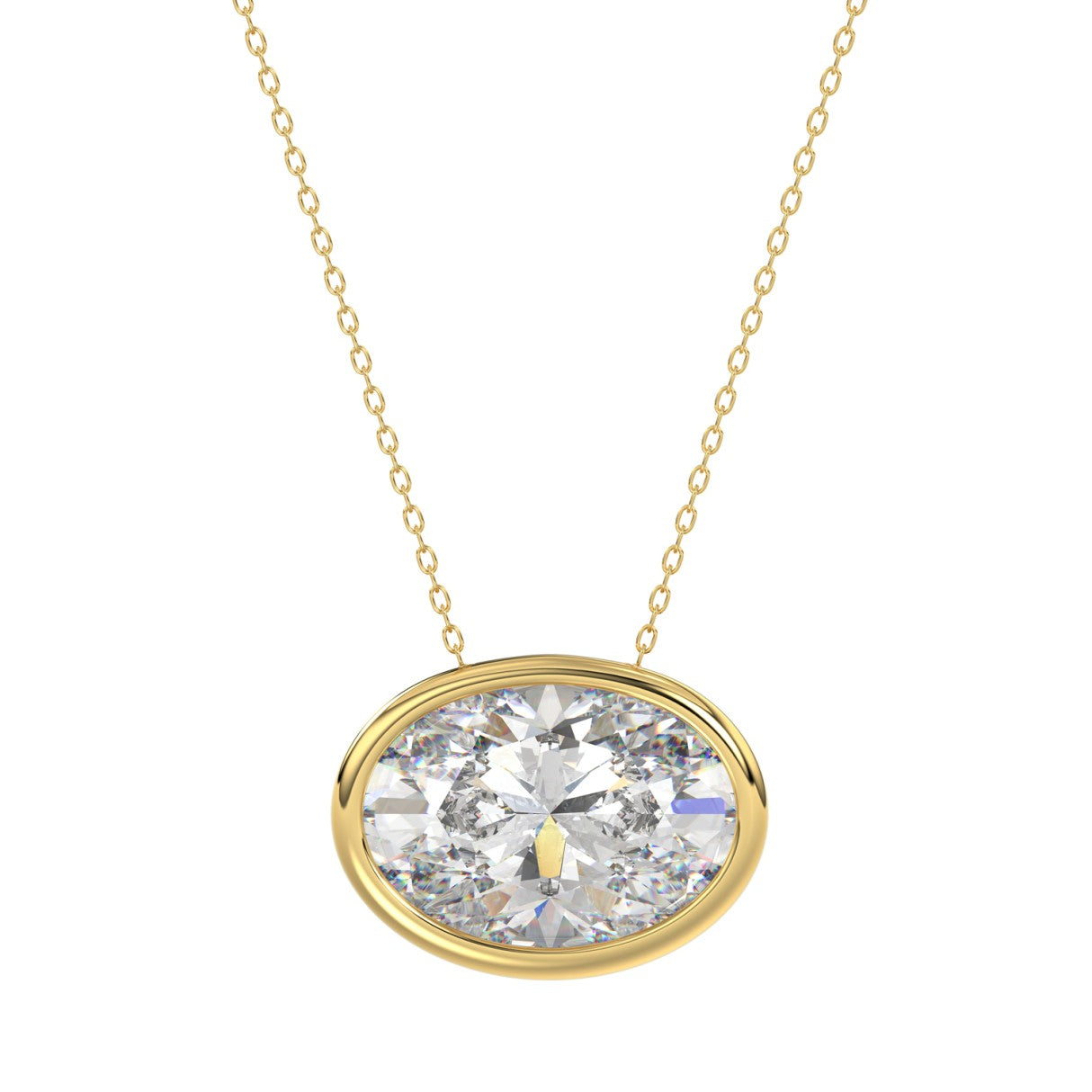 LADIES SOLITAIRE PENDANT 3.00CT OVAL DIAMOND 14K YELLOW GOLD
