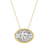 LADIES SOLITAIRE PENDANT 3.00CT OVAL DIAMOND 14K YELLOW GOLD