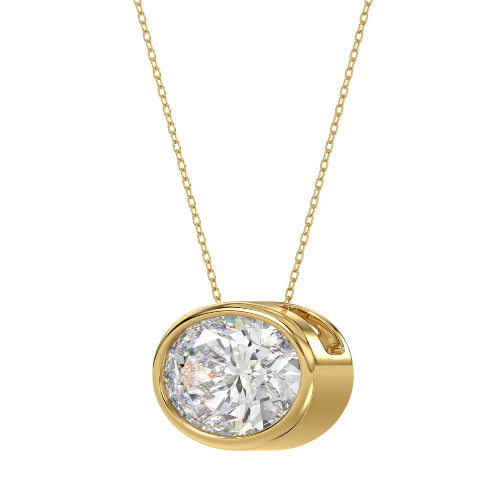 LADIES SOLITAIRE PENDANT 3.00CT OVAL DIAMOND 14K YELLOW GOLD
