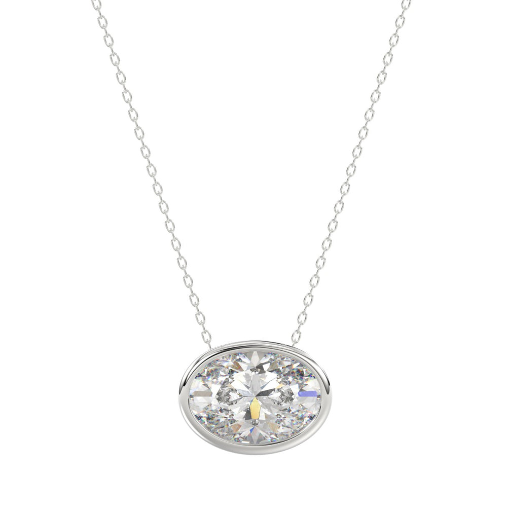 LADIES SOLITAIRE PENDANT 1CT OVAL DIAMOND 14K WHITE GOLD 