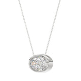 LADIES SOLITAIRE PENDANT 1CT OVAL DIAMOND 14K WHITE GOLD 