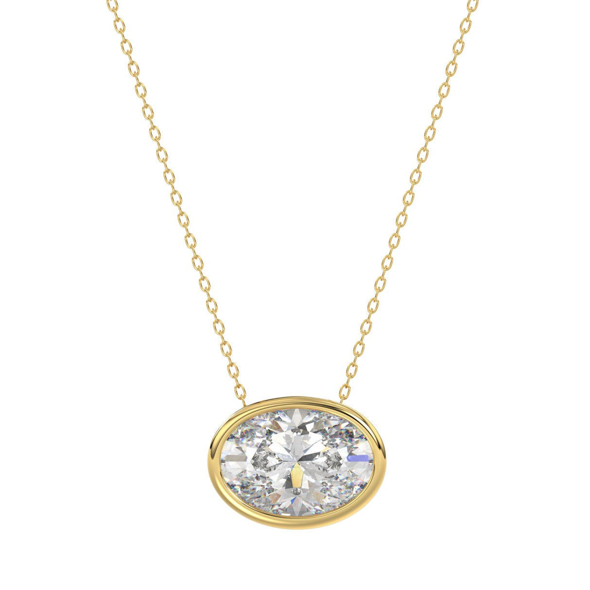 LADIES SOLITAIRE PENDANT 1CT OVAL DIAMOND 14K YELLOW GOLD 