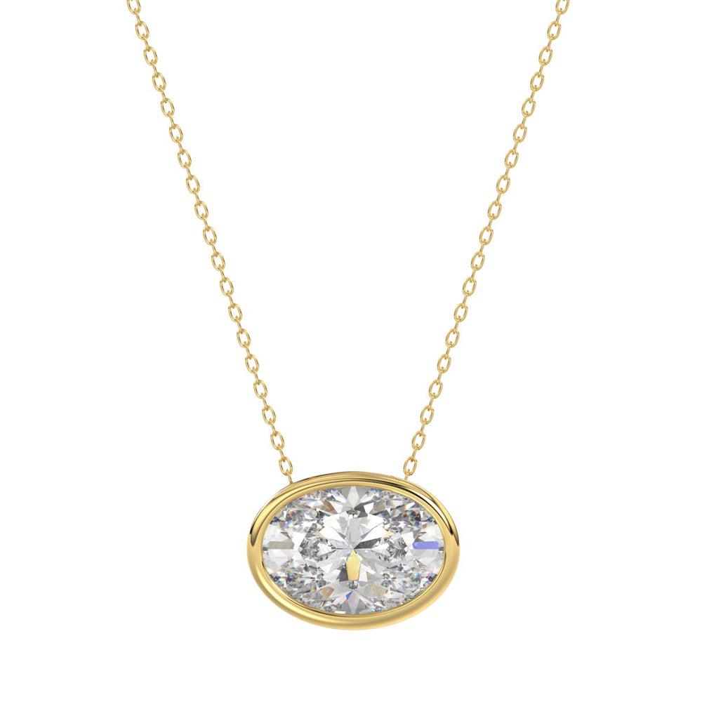 LADIES SOLITAIRE PENDANT 1CT OVAL DIAMOND 14K YELLOW GOLD 