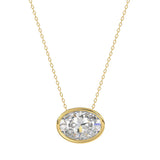LADIES SOLITAIRE PENDANT 1CT OVAL DIAMOND 14K YELLOW GOLD 