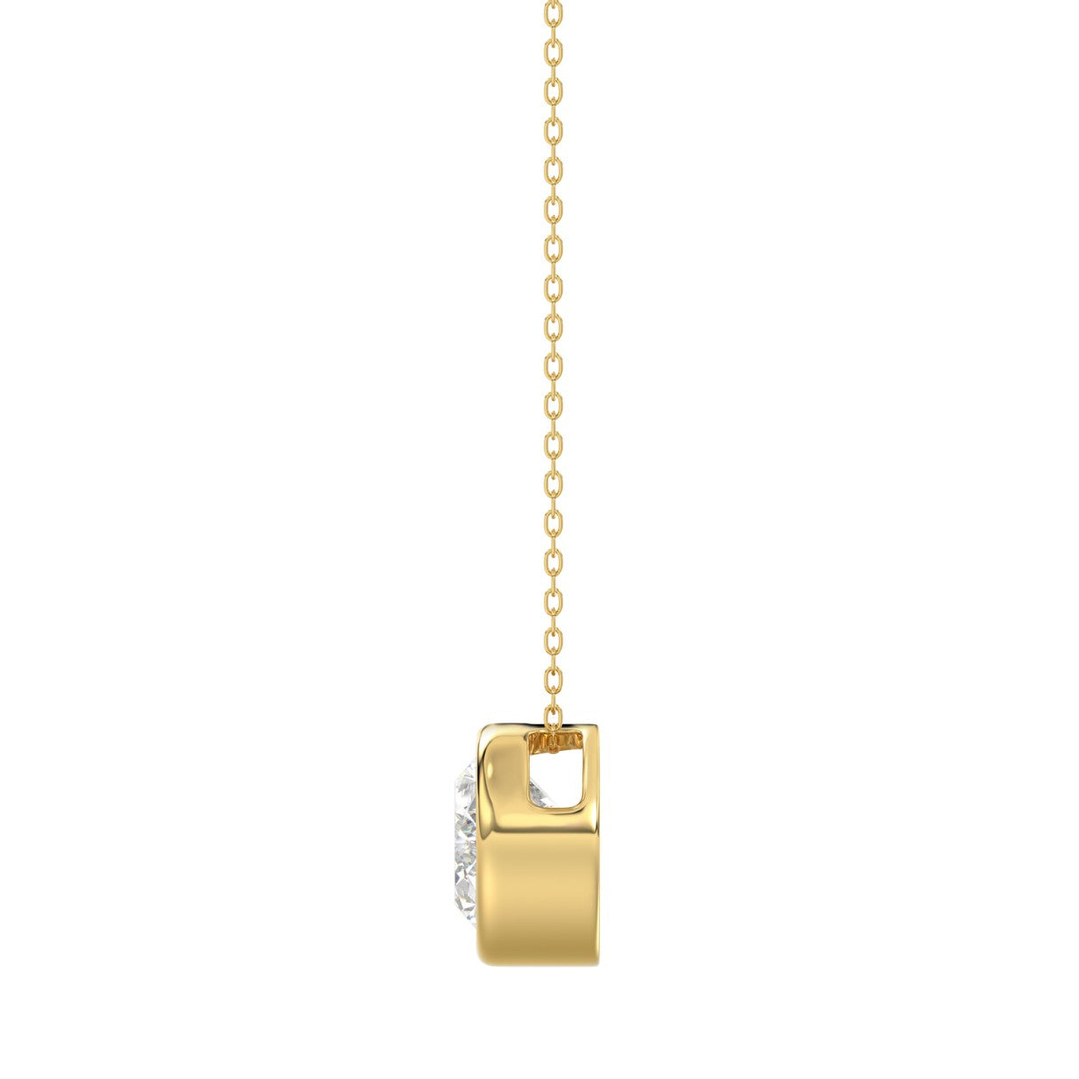 LADIES SOLITAIRE PENDANT 1CT OVAL DIAMOND 14K YELLOW GOLD 