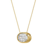 LADIES SOLITAIRE PENDANT 1CT OVAL DIAMOND 14K YELLOW GOLD 