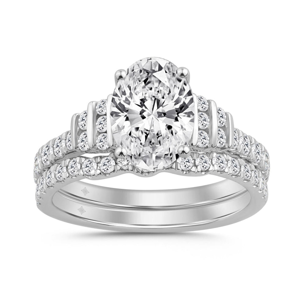 14K WHITE GOLD 2 3/4CT ROUND/OVAL DIAMOND LADIES BRIDAL SET (CENTER STONE OVAL DIAMOND 2CT)