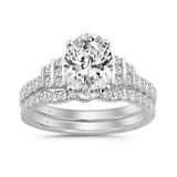 14K WHITE GOLD 2 3/4CT ROUND/OVAL DIAMOND LADIES BRIDAL SET (CENTER STONE OVAL DIAMOND 2CT)