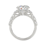 LADIES BRIDAL RING 4.75CT ROUND/EMERALD DIAMOND 14K WHITE GOLD (CENTER STONE ROUND DIAMOND 3.00CT)