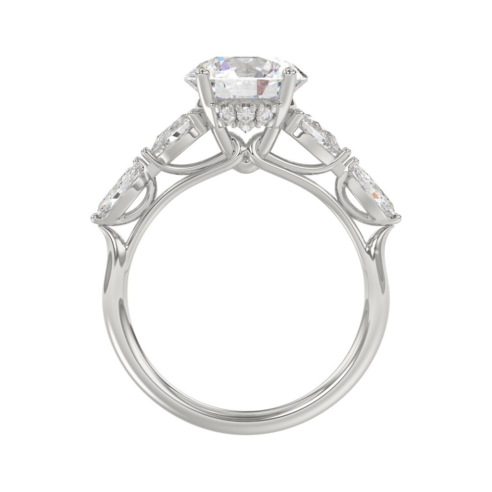 LADIES RING 2 1/2CT ROUND/PEAR/MARQUISE DIAMOND 14K WHITE GOLD (CENTER STONE ROUND DIAMOND 2.00CT)